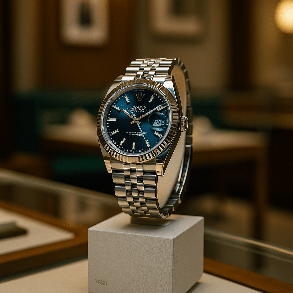 Rolex Submariner displayed in its box under warm daylight