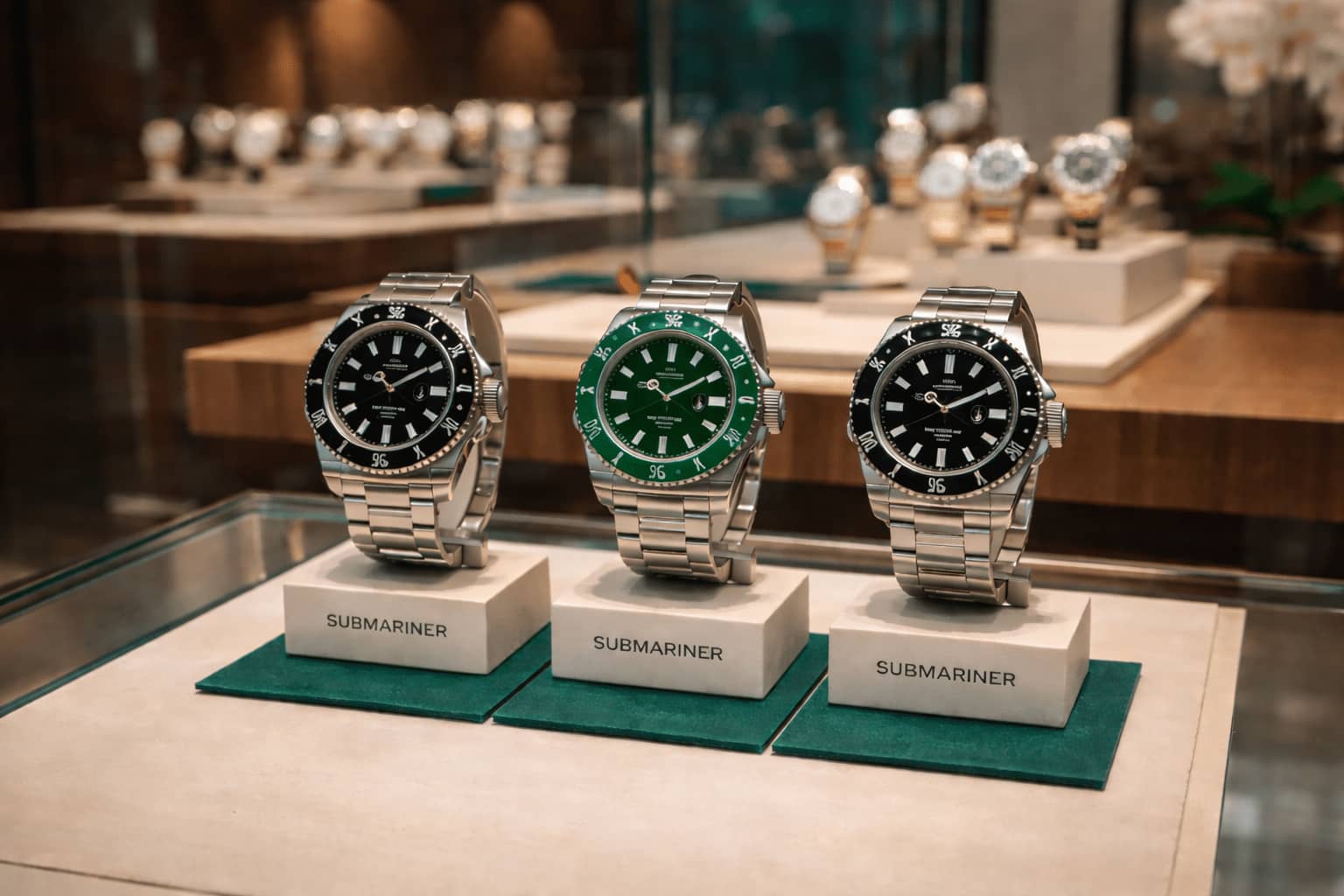 Luxury dive watch on desk with notebook and market notes, illustrative scene