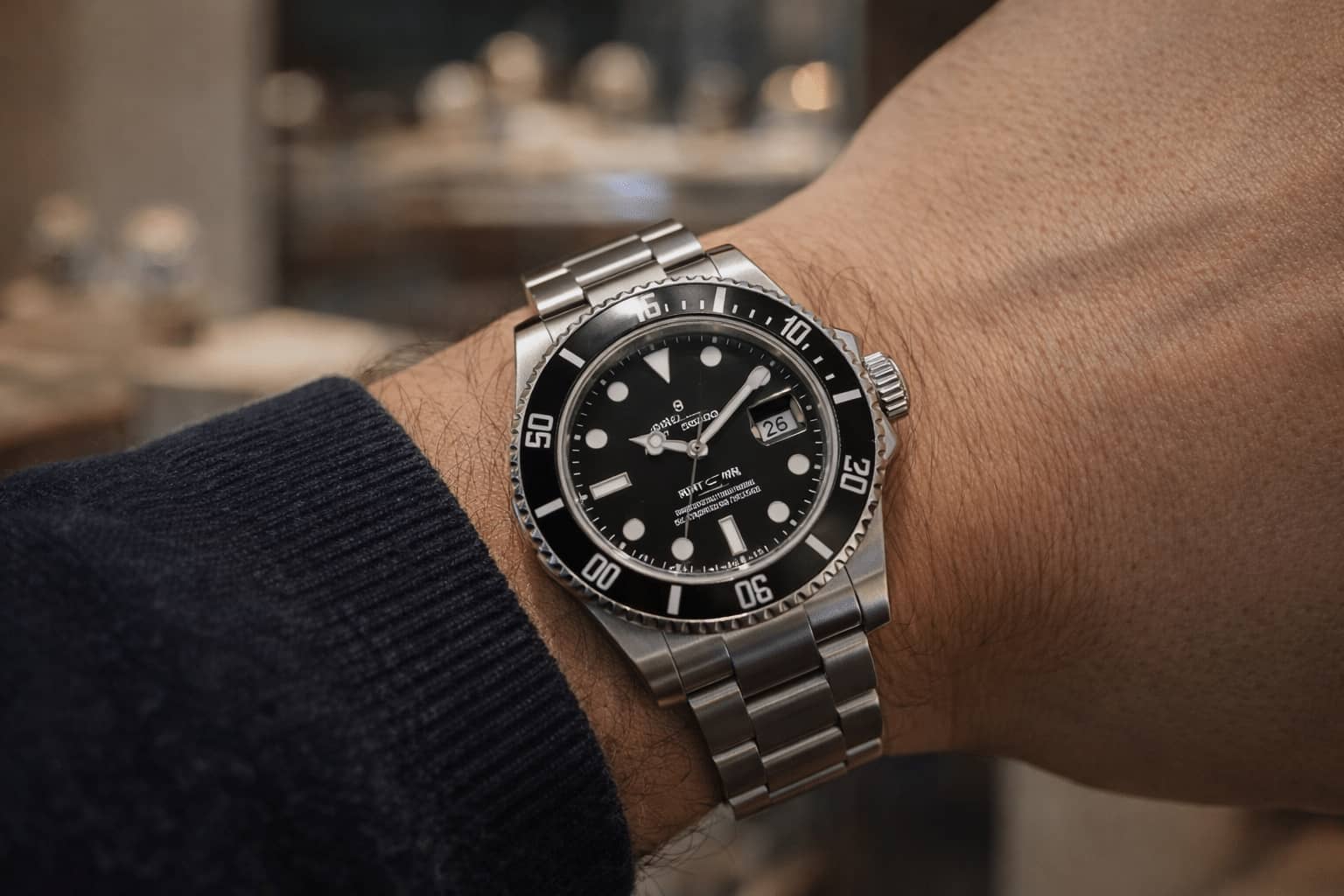 Pre-owned watch research scene comparing listings and filter settings