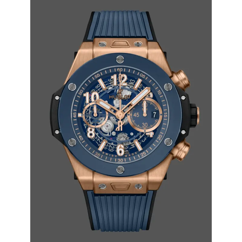 Hublot Big Bang Unico King Gold Blue Ceramic 421.OL.5180.RX Replica - Blue Dial