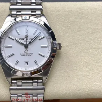 Breitling Chronomat Women's A10380101A3A1 Replica - White Dial Fluted Bezel