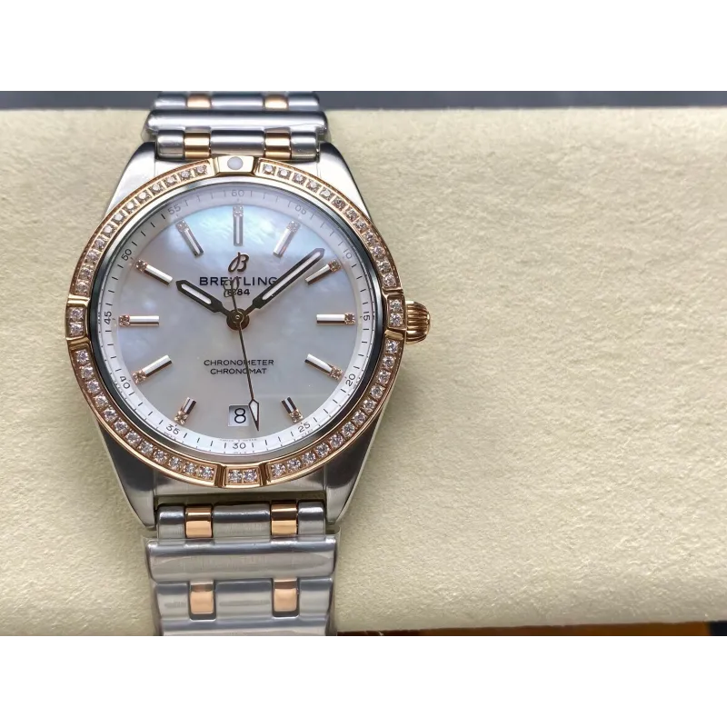 Breitling Chronomat Women's U10380591A2U1 Replica - Mother-of-Pearl Dial Fluted Bezel