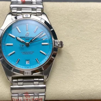 Breitling Chronomat Women's A103803A1L1A1 Replica - Tiffany Blue Dial Fluted Bezel