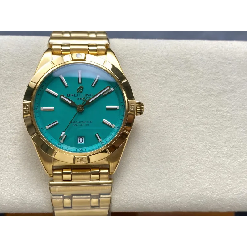 Breitling Chronomat Women's K103801A1L1K1 Replica - Green Dial Fluted Bezel