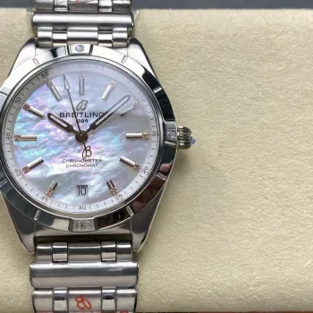 Breitling Chronomat Women's A10380101A4A1 Replica - Mother-of-Pearl Dial Fluted Bezel