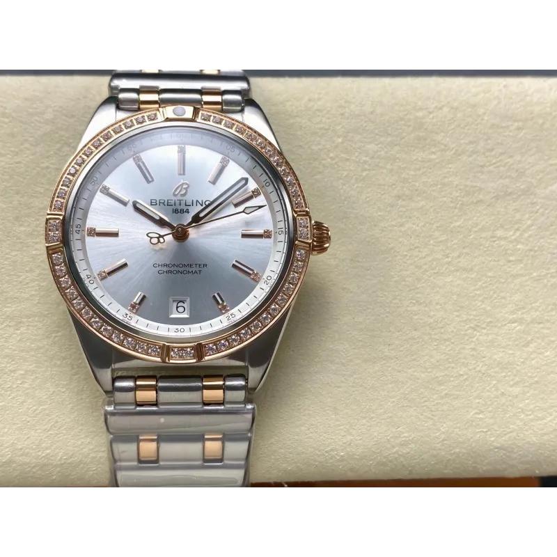 Breitling Chronomat Women's U10380591A1U1 Replica - Silver Dial Fluted Bezel