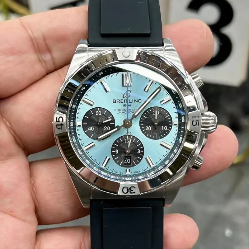Breitling Chronomat PB0134101C1S1 Replica - Ice Blue Dial Fluted Bezel