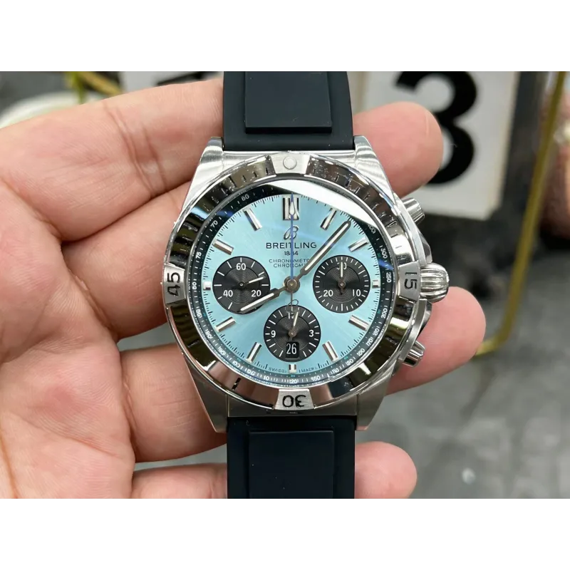 Breitling Chronomat PB0134101C1S1 Replica - Ice Blue Dial Fluted Bezel