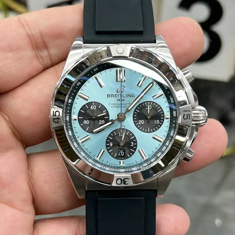 Breitling Chronomat PB0134101C1S1 Replica - Ice Blue Dial Fluted Bezel