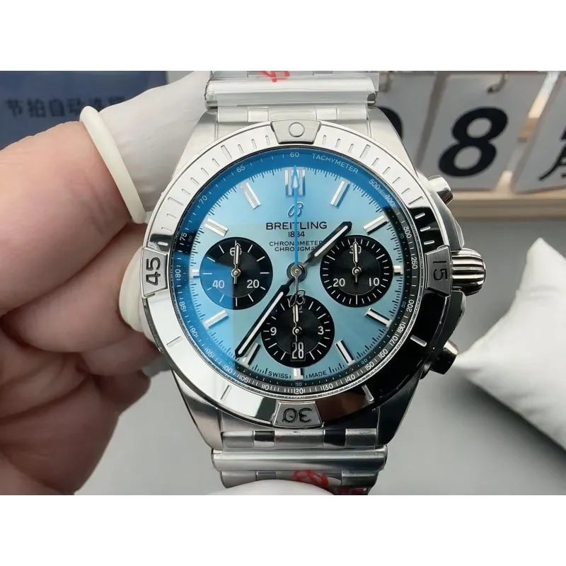 Breitling Chronomat PB0134101C1S1 Replica - Ice Blue Dial Fluted Bezel