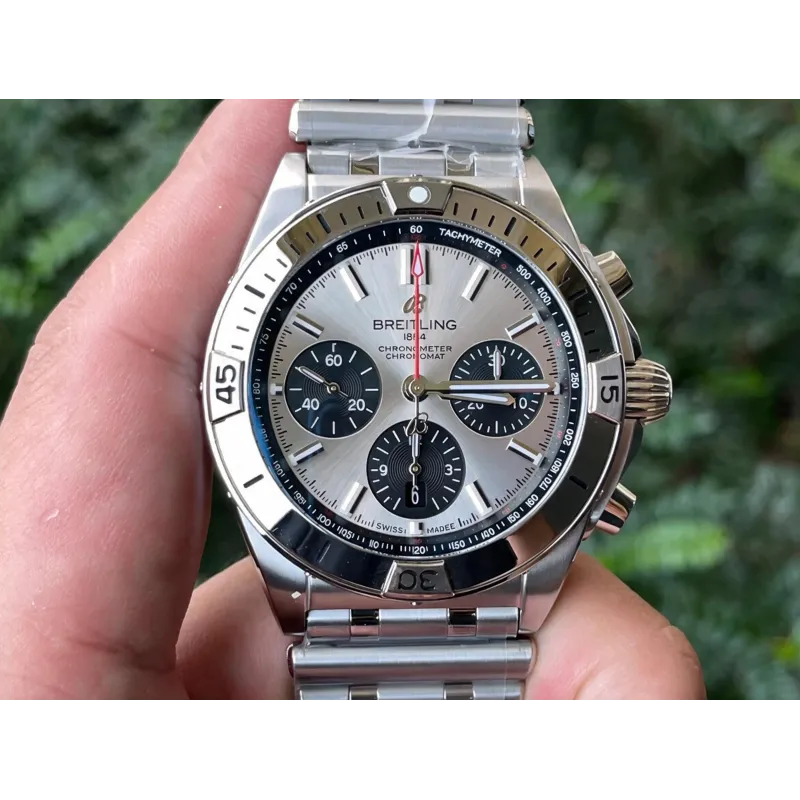 Breitling Chronomat AB0134101K1A1 Replica - Silver Dial Fluted Bezel