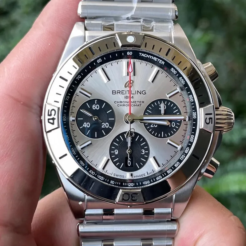 Breitling Chronomat AB0134101K1A1 Replica - Silver Dial Fluted Bezel