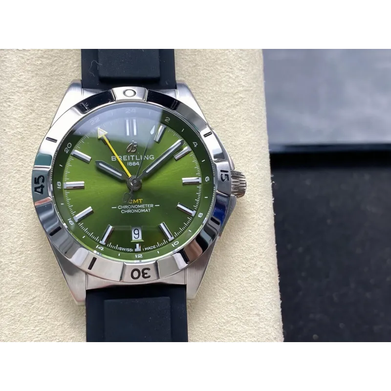 Breitling Chronomat A32398A11L1A1 Replica - Olive Green Dial Fluted Bezel