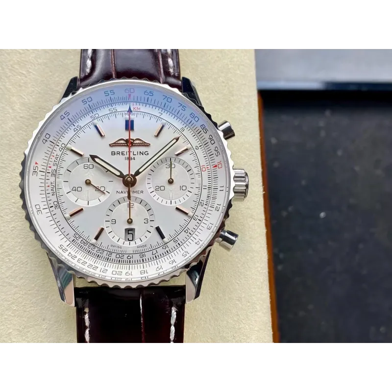 Breitling Navitimer AB0139211G1P1 Replica - Silver Dial Fluted Bezel