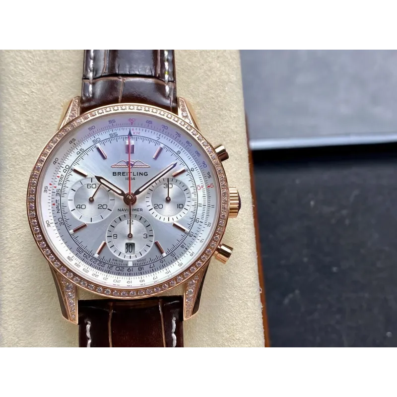 Breitling Navitimer RB0139631G1P1 Replica - Silver Dial Fluted Bezel