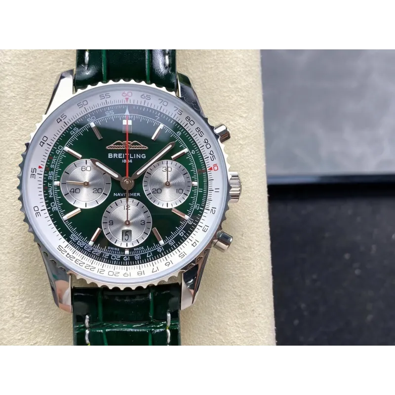 Breitling Navitimer AB01384C1L1P1 Replica - Green Dial Fluted Bezel