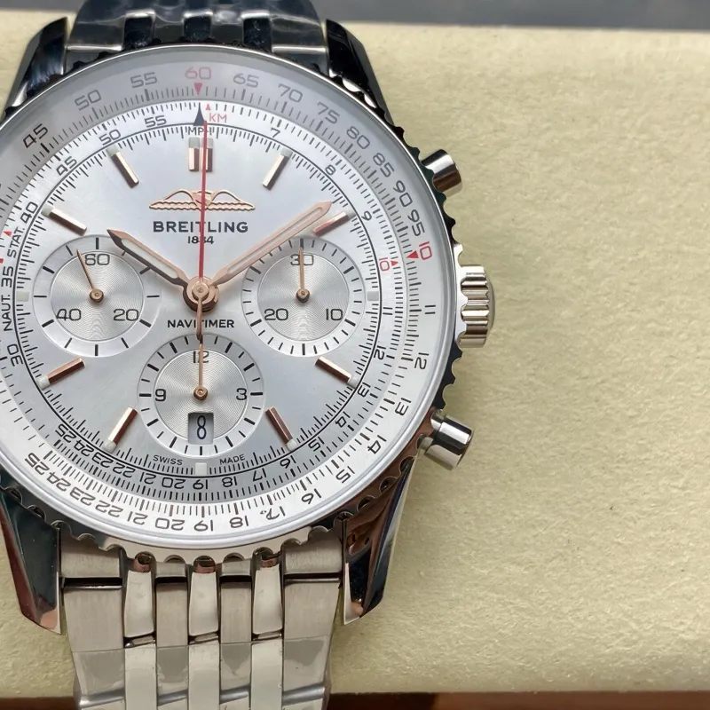 Breitling Navitimer AB0139211G1A1 Replica - Silver Dial Fluted Bezel