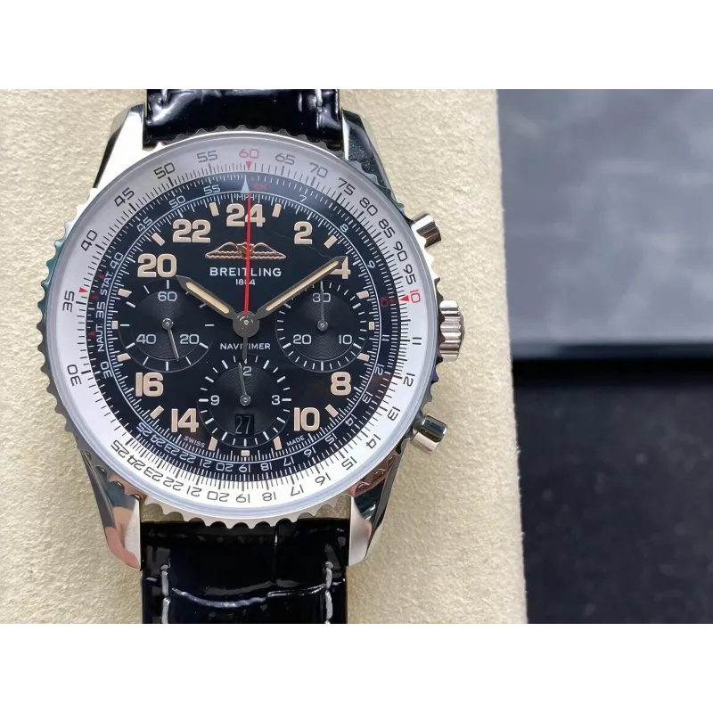 Breitling Navitimer PB02301A1B1P1 Replica - Black Dial Fluted Bezel