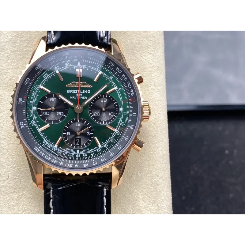 Breitling Navitimer RB0137241L1P1 Replica - Green Dial Fluted Bezel