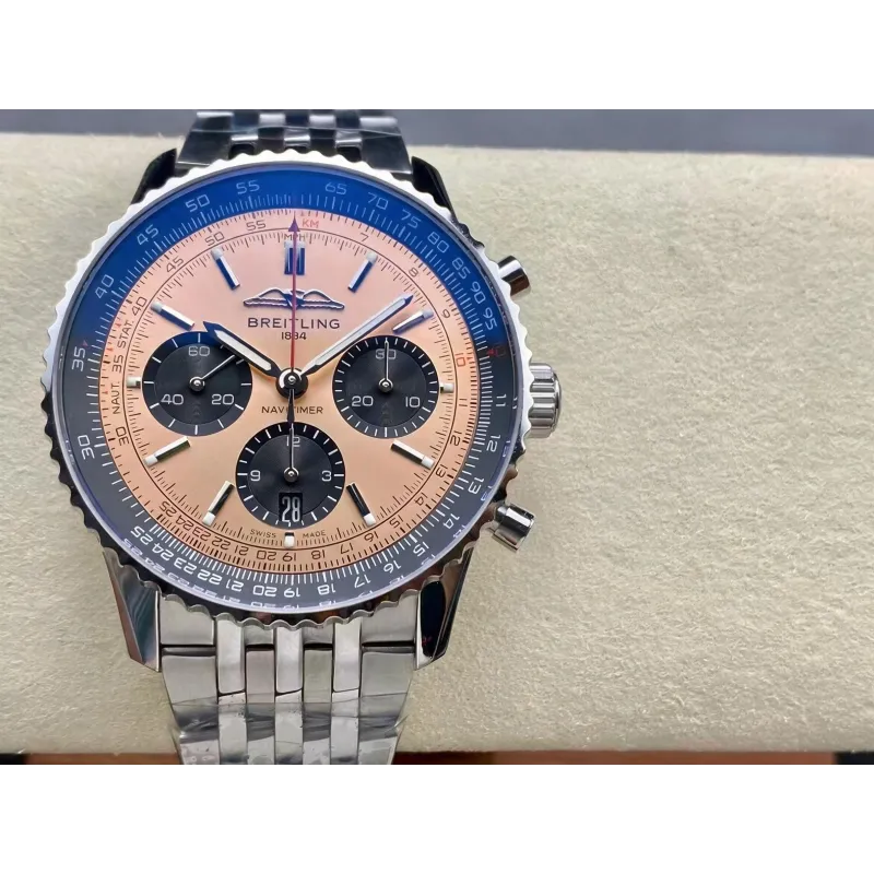 Breitling Navitimer AB0138241K1A1 Replica - Copper Dial Fluted Bezel