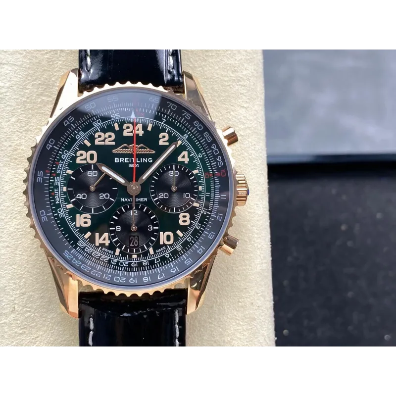 Breitling Navitimer RB12302A1L1P1 Replica - Green Dial Fluted Bezel