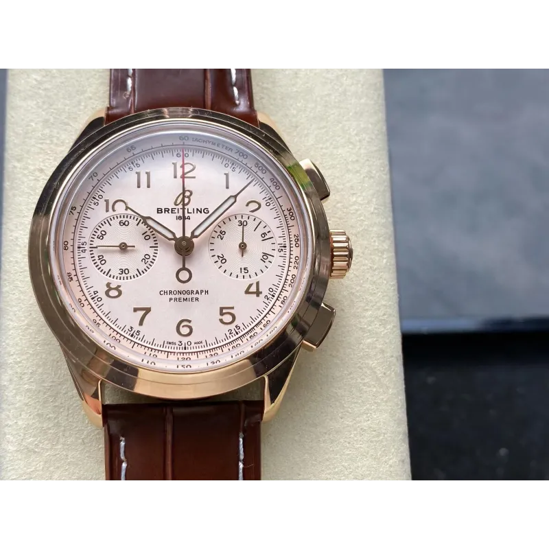 Breitling Premier B09 Chronograph 40 Rose Gold RB0930371G1P1 Replica - Silver Dial