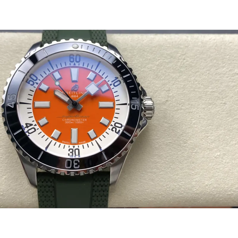 Breitling Superocean 42 A173751A1O1S1 Replica - Orange Dial Rubber Strap