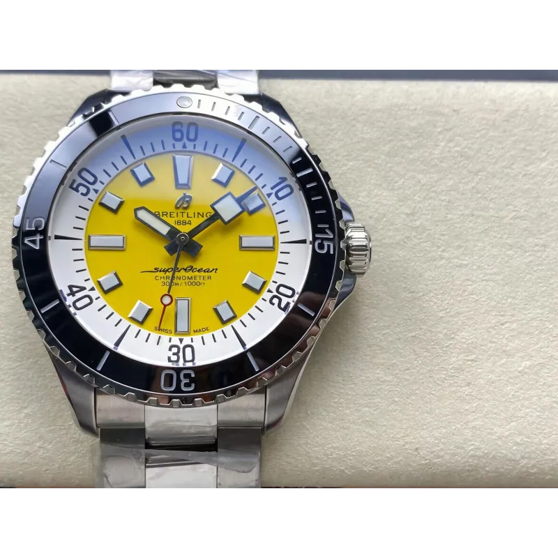 Breitling Superocean A17375211I1A1 Replica - Yellow Dial Steel Link Bracelet