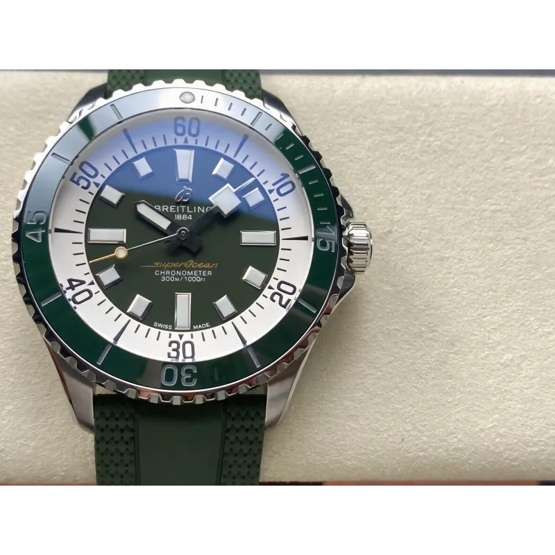 Breitling Superocean 42 A17375A31L1S1 Replica - Green Dial Rubber Strap