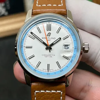 Breitling Top Time Automatic AB3113281A1X1 Replica - White Dial Leather Strap
