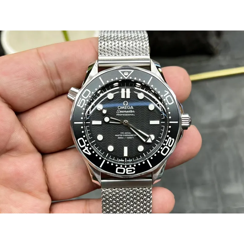 Omega Seamaster 210.30.42.20.01.010 Replica - Black Dial Fluted Bezel
