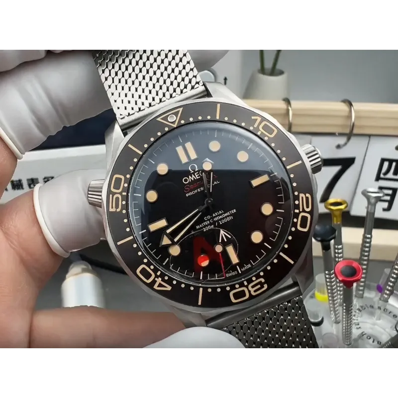 Omega Seamaster No Time To Die 210.90.42.20.01.001 Replica - Brown Dial Fluted Bezel
