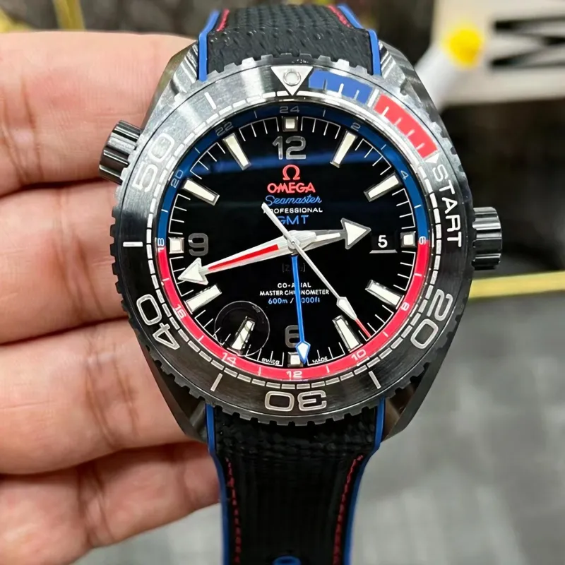 Omega Seamaster 215.92.46.22.01.004 Replica - Black Dial Fluted Bezel