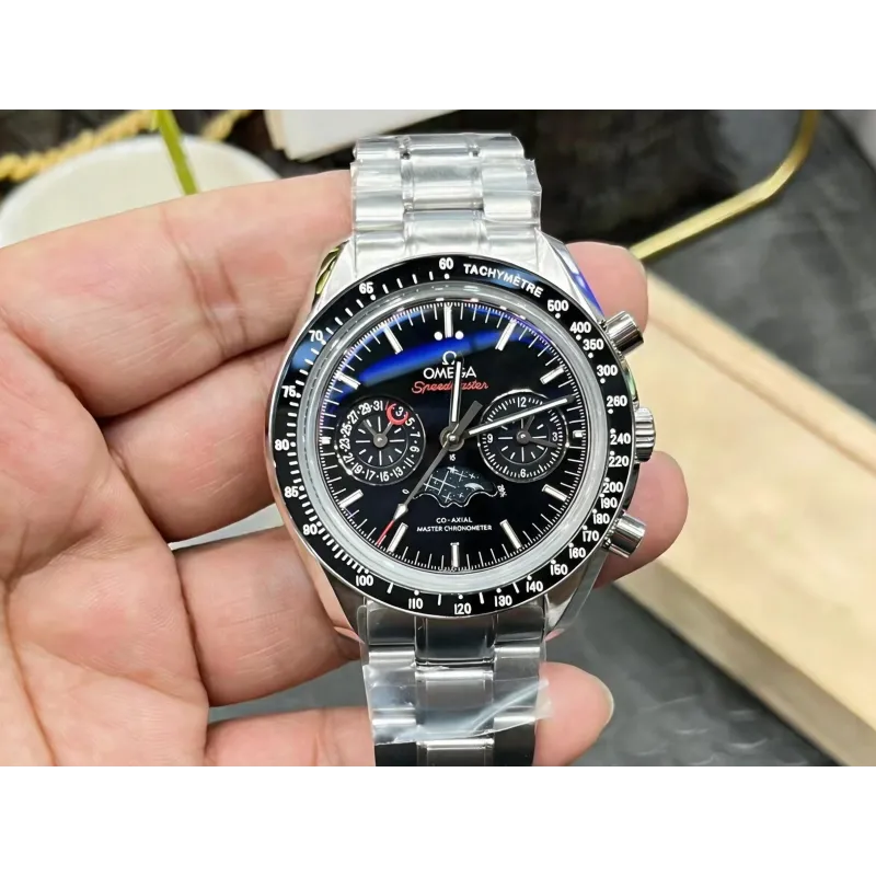 Omega Speedmaster Moonphase 304.30.44.52.01.001 Replica - Black Dial Stainless Steel