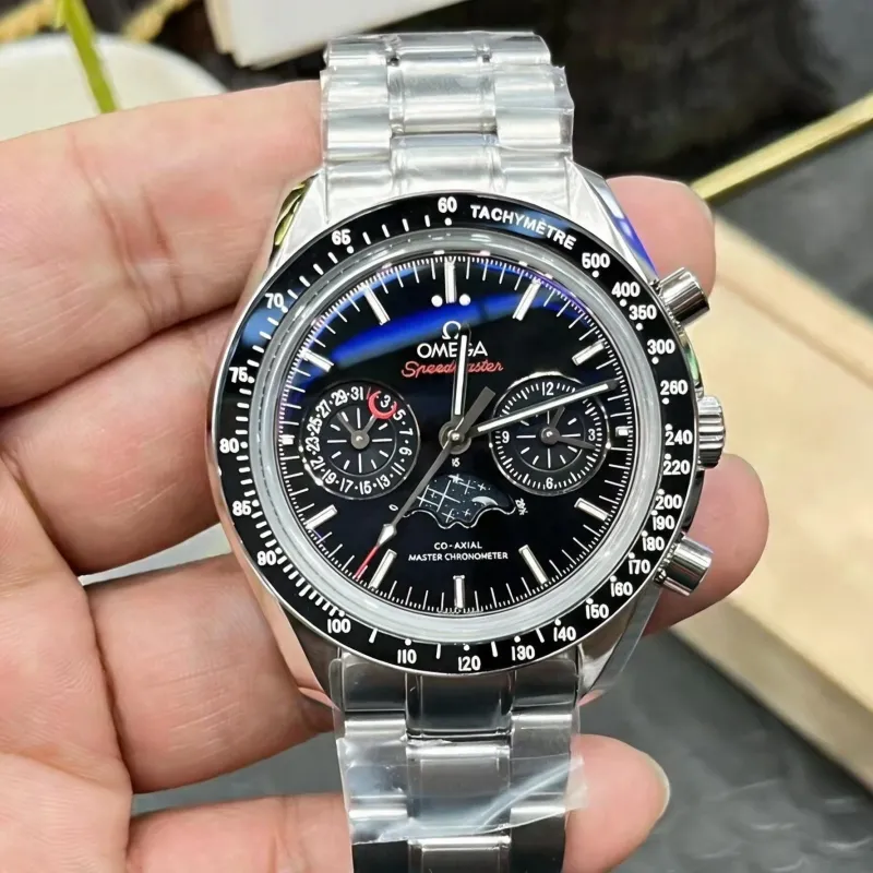 Omega Speedmaster Moonphase 304.30.44.52.01.001 Replica - Black Dial Stainless Steel
