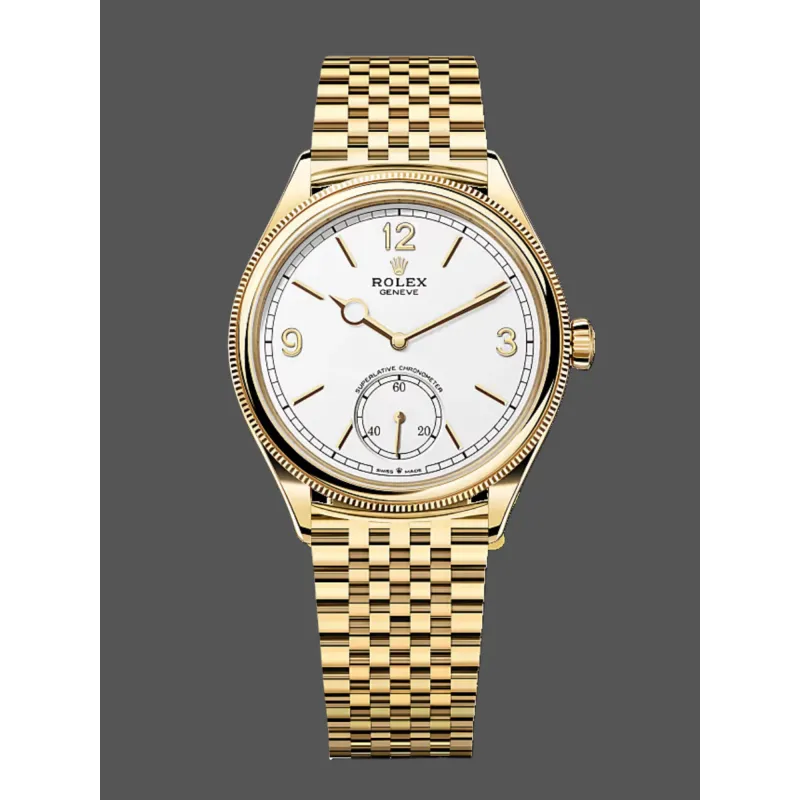 Rolex Perpetual 1908 52508 Replica - White Dial Fluted Bezel
