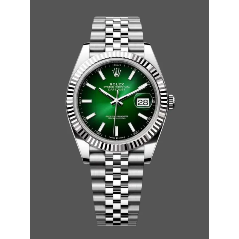 Rolex Datejust Wimbledon 126334 Replica - Green Dial Fluted Bezel