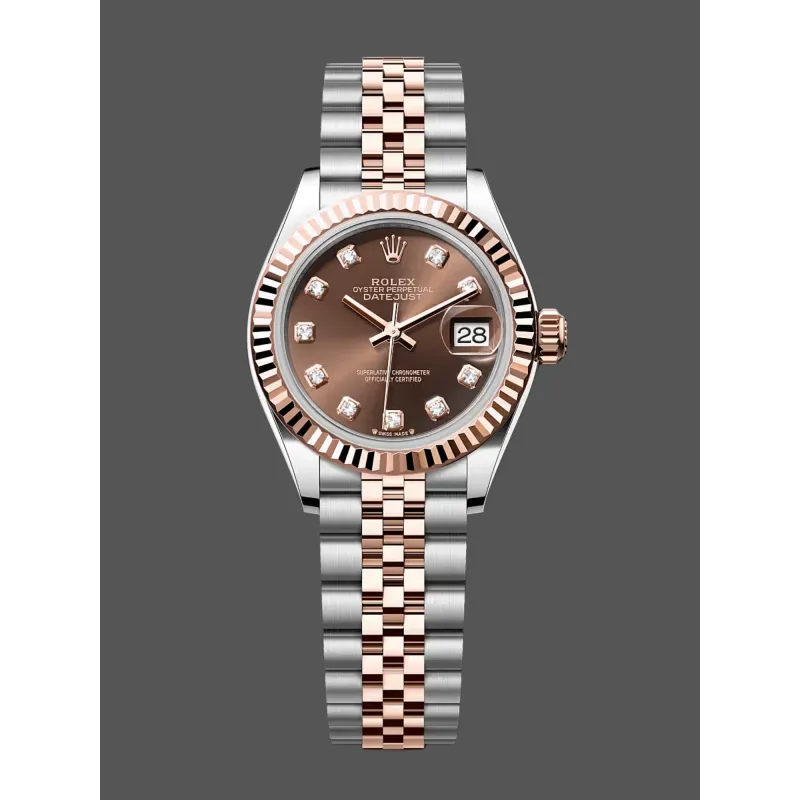 Rolex Datejust 28 Unisex 279171 Replica - Brown Dial Fluted Bezel