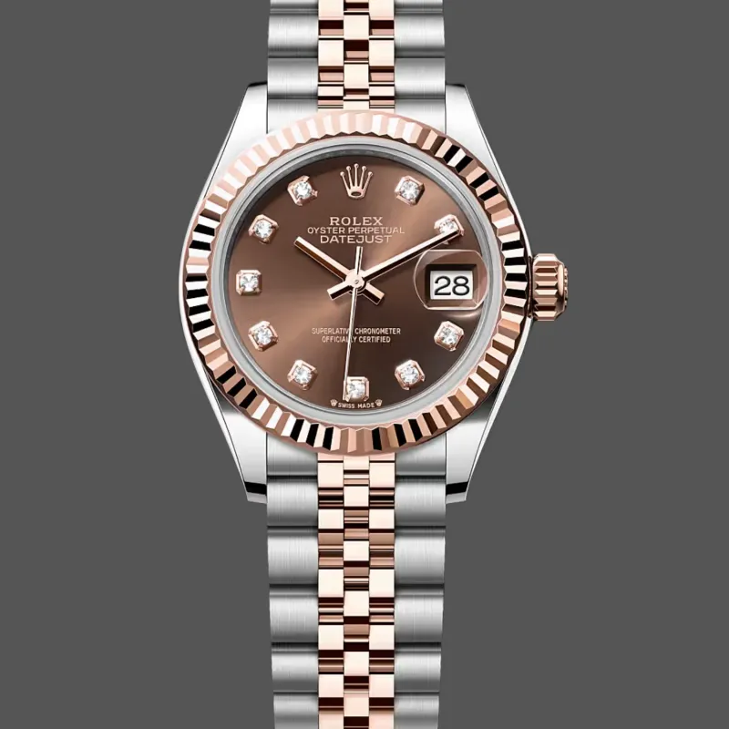 Rolex Datejust 28 Unisex 279171 Replica - Brown Dial Fluted Bezel