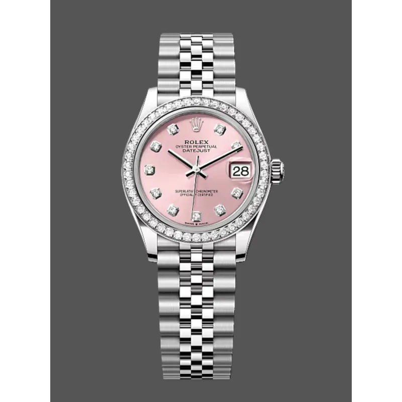 Rolex Datejust 31 Women's 278384RBR Replica - Pink Dial Diamond Bezel