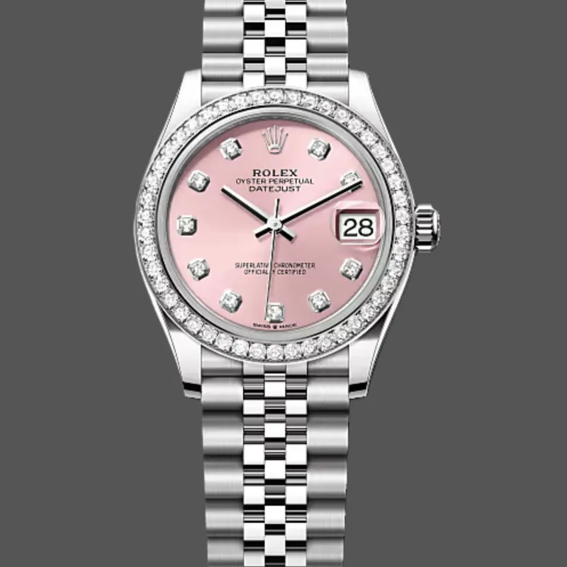 Rolex Datejust 31 Women's 278384RBR Replica - Pink Dial Diamond Bezel