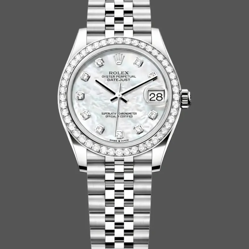Rolex Datejust 31 Unisex 278384RBR Replica - Mother-of-Pearl Dial Diamond Bezel