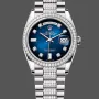 Rolex Day-Date 36 Unisex 128349RBR Replica - Blue Dial Diamond Bezel