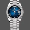 Rolex Day-Date 36 Unisex 128349RBR Replica - Blue Dial Diamond Bezel