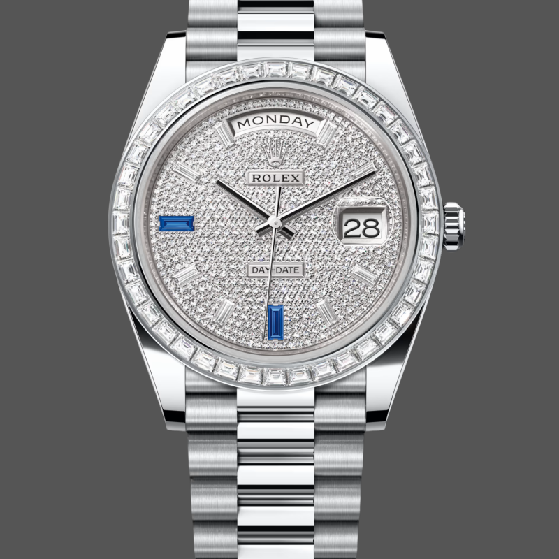 Rolex Day-Date 228396TBR Replica - Diamond Pavé Dial Stainless Steel