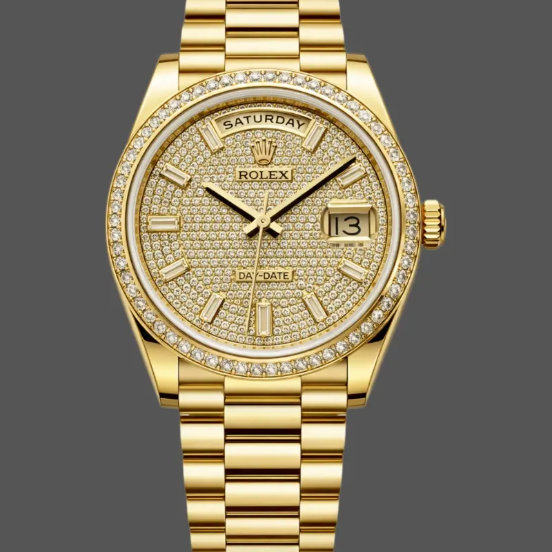 Rolex Day-Date 40 228398TBR Replica - Gold Dial Diamond Bezel