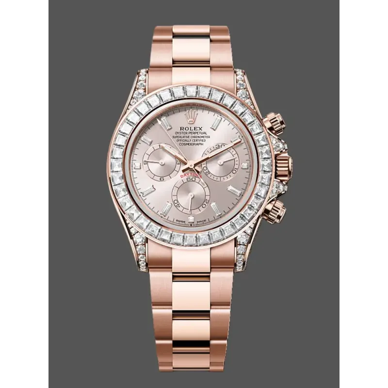 Rolex Cosmograph Daytona Unisex 126595TBR Replica - Pink Dial Diamond Bezel