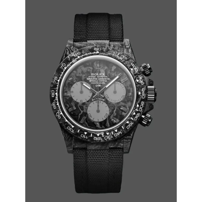 Rolex DiW Daytona All Carbon Graphite Replica - Black Dial Tachymeter Bezel