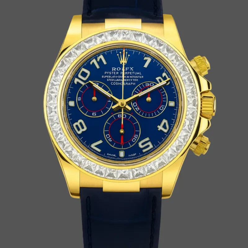 Rolex Daytona 116518 Replica - Blue Dial Diamond Bezel