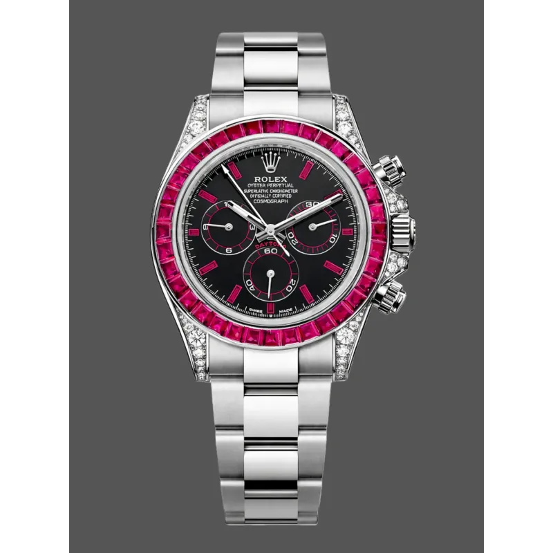 Rolex Cosmograph Daytona Ruby Bezel 126599TRU Replica - Black Dial Oyster